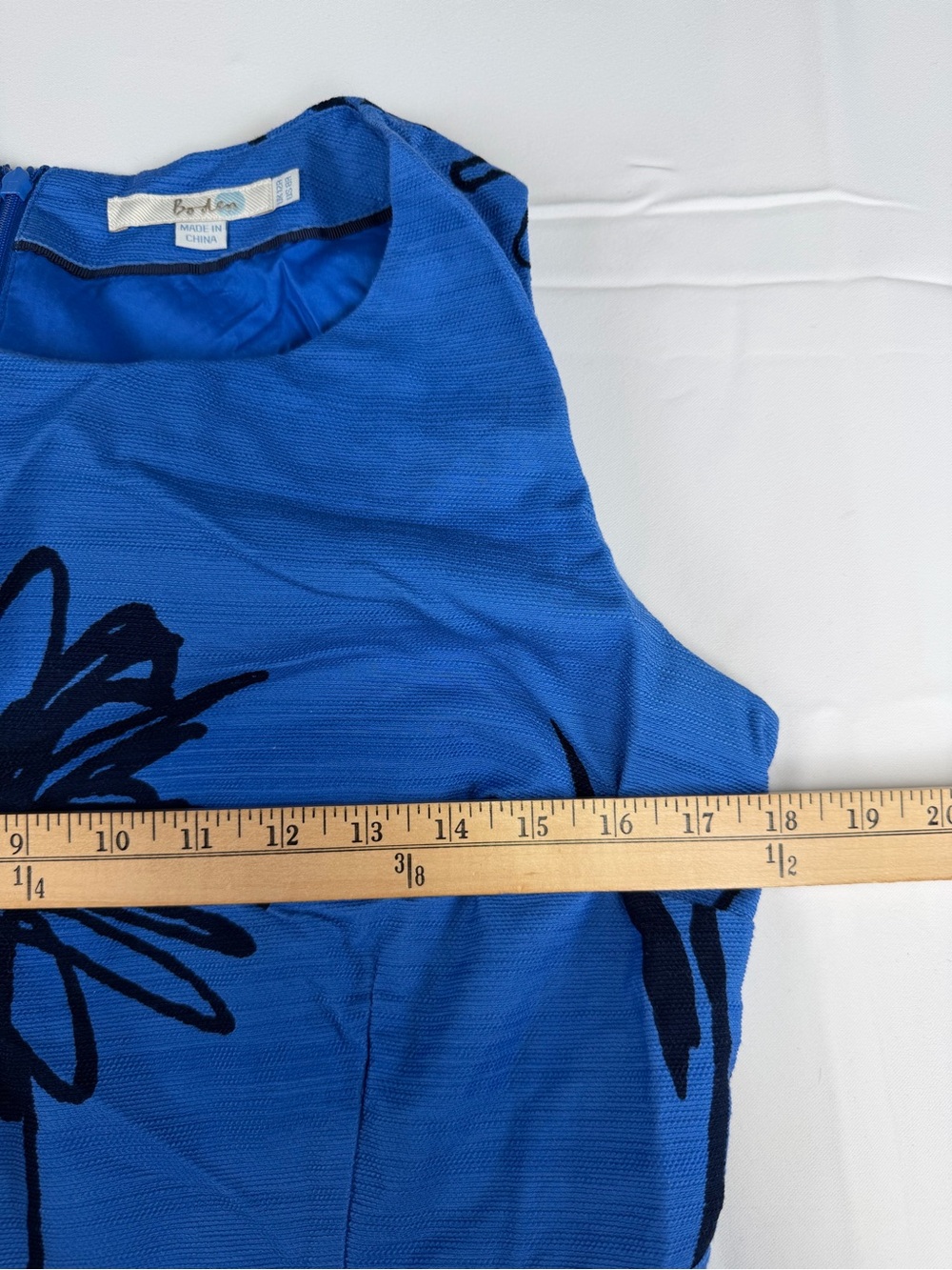 Boden Royal Blue Floral Midi Dress with Black Print- perfect size 8 - Picture 14 of 16